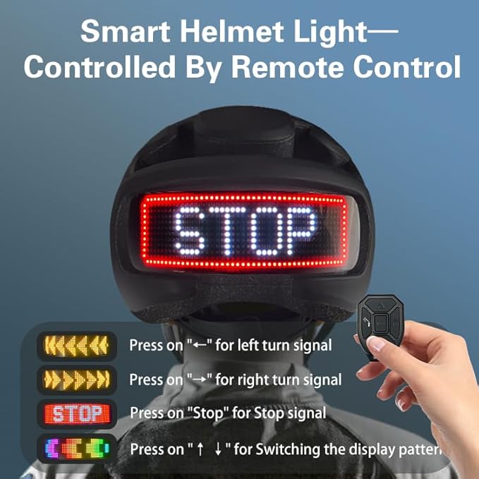 Bike Helmet, Smart App Program Bike Helmet with USB Rechargeable Light, Back Light Mountain for Adult&Men Women, with Turn Signals Remote Control
