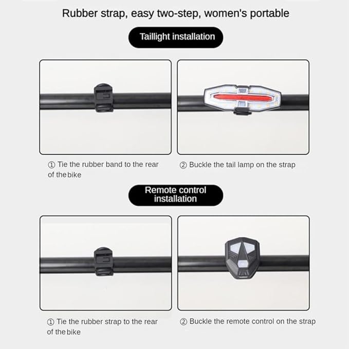 Bike Tail Light with Turn Signals Wireless Remote Control Waterproof Bicycle Rear Light Back USB Rechargeable Ultra Bright Safety Warning Cycling Taillight for Night Riding
