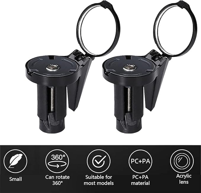 Bike Mirror, 2 pack Folding Bike Rear View Handlebar Mirror, Rotatable Bicycle Mirror for Mountain Road Bikes, 360-degree Rotation, 1.18 x 1.77inch