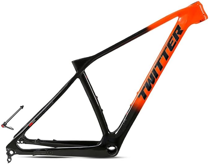 Carbon Fiber Bike Frame 27.5er 29er XC Hardtail Mountain Bike Frame 15''/17''/19'' Disc Brake Frame Thru Axle 148mm Universal 142mm(Orange,29 * 19'')