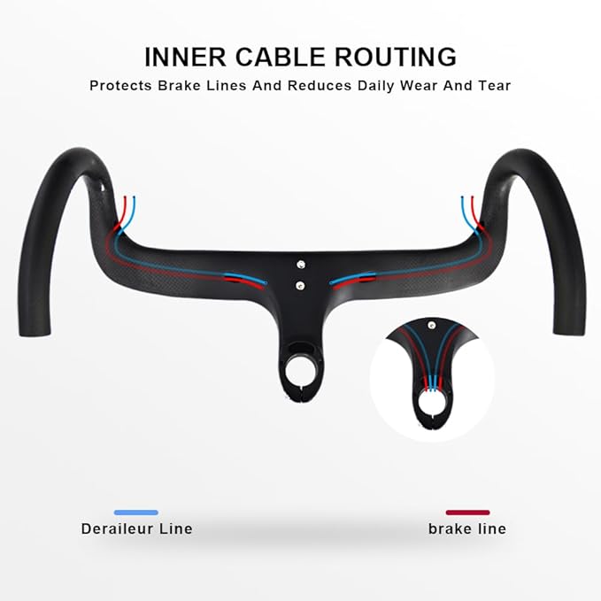 aero integrated handlebar carbon handlebars road bike handlebar for road bike cable routing carbon drop handle bar 28.6mm 420 * 90mm 3K Matte bicycle drop bars