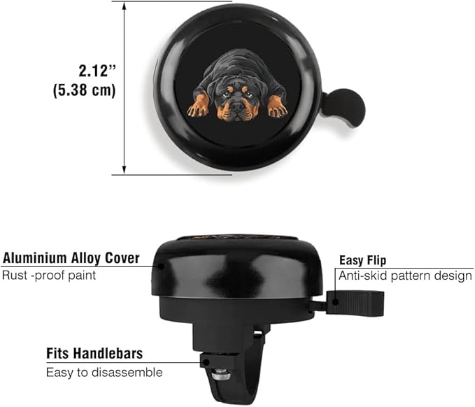 WIRESTER Black Aluminum Round Bike Bell, Classic Ring Bicycle Bell, Bike Accessories Bell Ring for Adults Kids Girls Boys