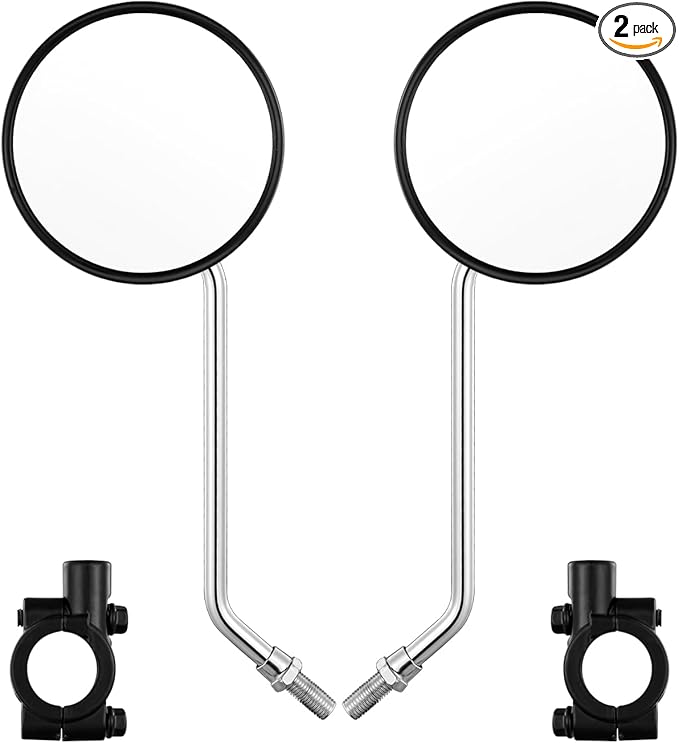 Bike Handlebar Rearview Mirror, Universal Adjustable Rotatable Clear Mirror for Mountain Road Bike Bicycle ebike Motorcycle Scooter Right Left Available with Bolt 10mm (2 Pcs)
