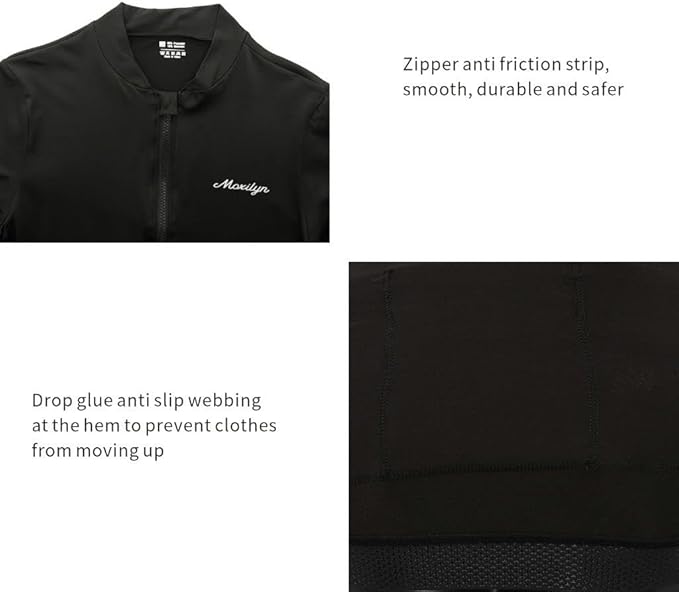 MOXILYN Men's Cycling Jerseys Road Bike Shirts Short Sleeve Full Zipper with 4 Pockets Reflective Widen Anti Slip Hem