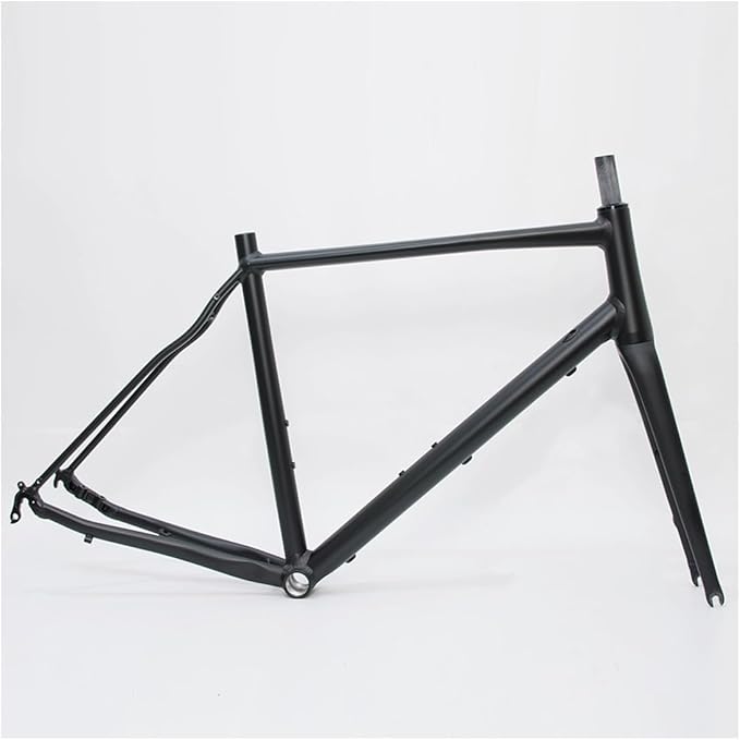700C Road Bike Frameset 44 47 50 53 56cm Aluminum Alloy Disc Brake Frame 100/135mm QR BSA BB68mm Carbon Fibre Rigid Fork Internal Routing(Black,47cm)
