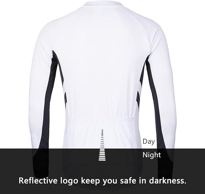 ARSUXEO Men's Full Zipper Long Sleeves Cycling Jersey Bicycle BikingBike Shirt 6030