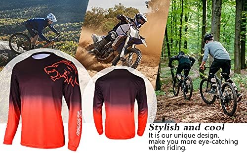 Men's Mountain Bike Shirts Long Sleeve MTB Off-Road Motocross Jersey Quick Dry&Moisture-Wicking