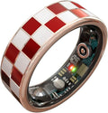 Smart Ring Blood Pressure Monitoring 5ATM Waterproof Activity Tracker Stress/Temperature Sensor Sleep Coach & Women’s Health Titanium Unisex Sport Ring Compatible with iOS/Android Red 9