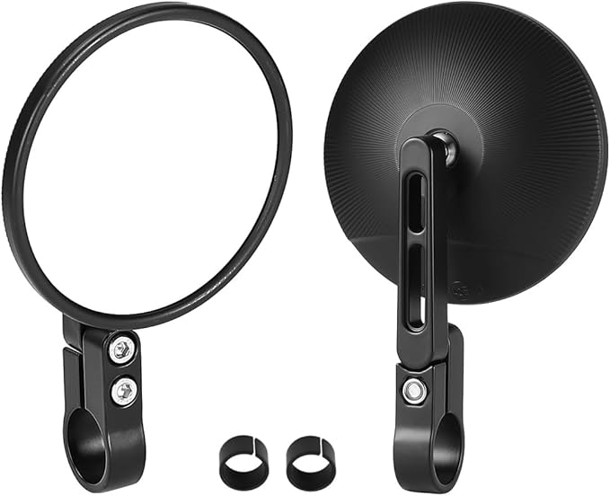 Motorcycle Rear View Mirror, Universal 4 Inch Round CNC Aluminum Bar End Side Mirror for 22mm or 25.4mm Handlebar Diameter Compatible with Most Motorcycle,Bike, Scooters, ATV, UTV