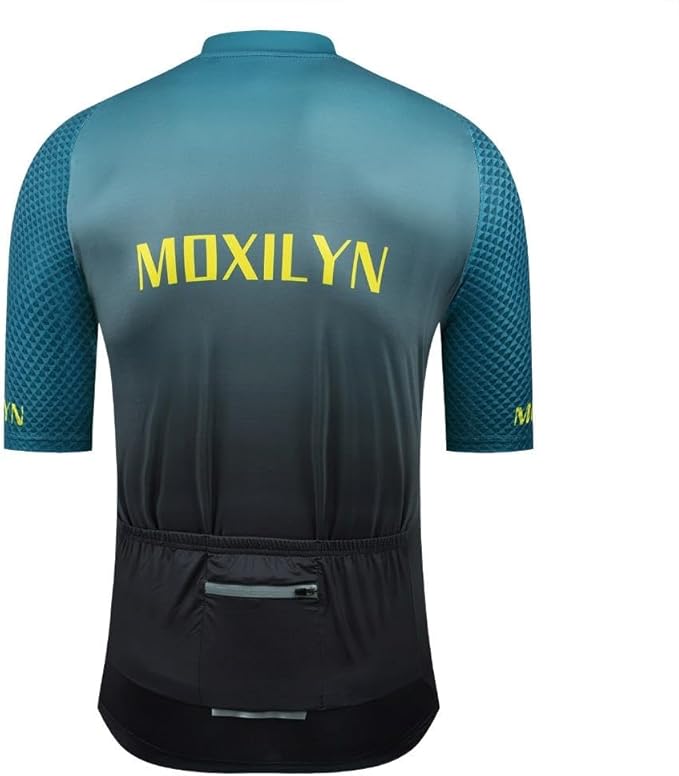 MOXILYN Men's Cycling Jersey Short Sleeve with 4 Pockets Moisture Wicking Breathable Quick Dry MTB Biking Shirt