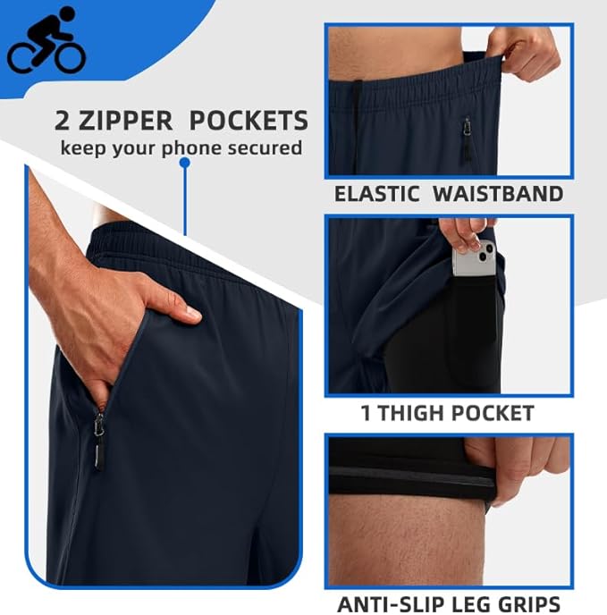 Bikewa Men's Mountain Bike Shorts 3D Padded Loose-fit Riding Biking Cycling Bicycle Biker Shorts for Men Zipper Pockets