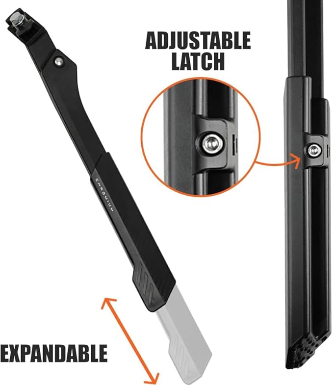 BV Rear Bike Stand for 24”-29” - Adjustable Bikes Kickstand for Adult Bike with Non-Slip Foot & Spring-Loaded Latch for Stable Any-Angle Stance - Bicycle Stand for Mountain, City & Hybrid Bikes