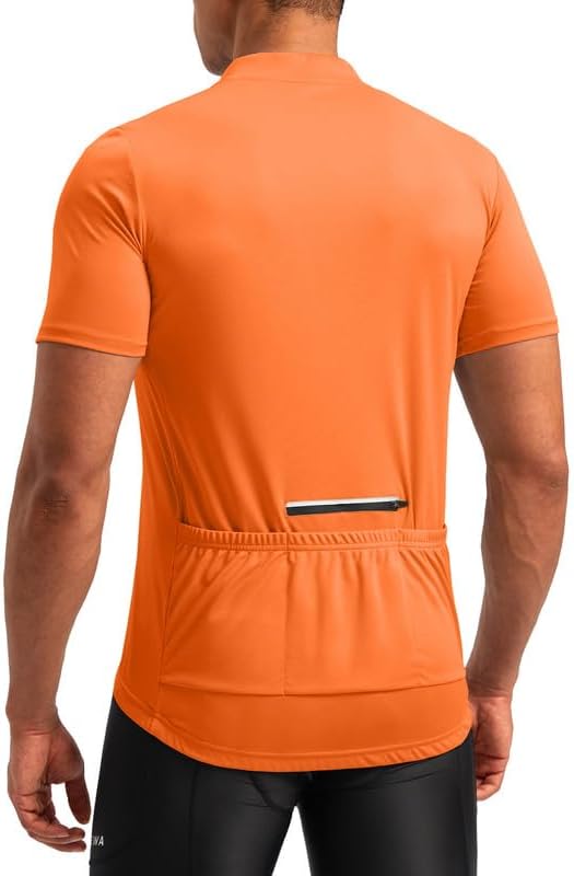 Bikewa Men's Cycling Jersey Moisture Wicking Short Sleeve UPF Half Zip Bike Road Riding Biking Shirts for Men Zipper Pockets