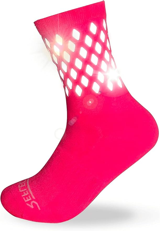 ReflecToes Reflective Socks for cycling and running - 330 Candle Power High Visibility Night Safety Gear - Biomotion Support