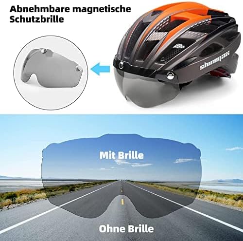 Shinmax Bike Helmet, CPSC/CPC Bike Helmet for Adult Men Women with Magnetic Goggles&Led Back Light Cycling Helmet Adjustable SM-T69