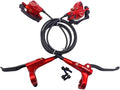 Mountain Bike Hydraulic Disc Brake Set, Front & Rear Disc Brake Kit Fit Bicycle MTB XC Trail, e-Bike, Fat Bike, Upgrade kit for Mechanical Disc Brake (Red - Left Front & Right Back)