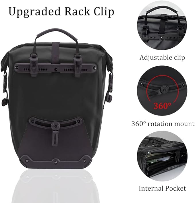 ROCKBROS Bike Panniers Waterproof Bike Rear Rack Bag Max 30L Large Capacity Bike Rear Panniers for Cycling Traveling Commuting 1 Pack