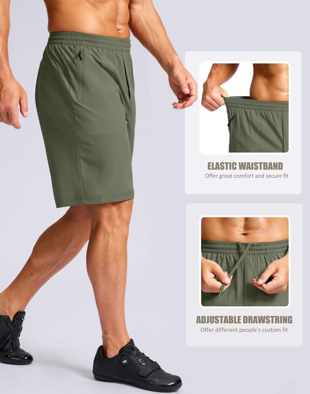 Bikewa Men's Mountain Bike Shorts 4D Padded Baggy Bicycle Biking Riding Lightweight Cycling Shorts with Zipper Pockets