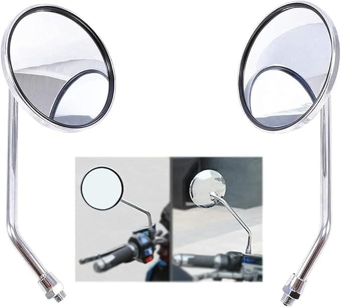 Rear View Mirror 10mm Motorcycle Scooter Round Moped Mirrors for Honda Honda CB 350 450 500 550 600 650 900 750 Suzuki Kawasaki/Universal M10 Chrome Motorcycle Rearview Side Mirrors for Handlebars