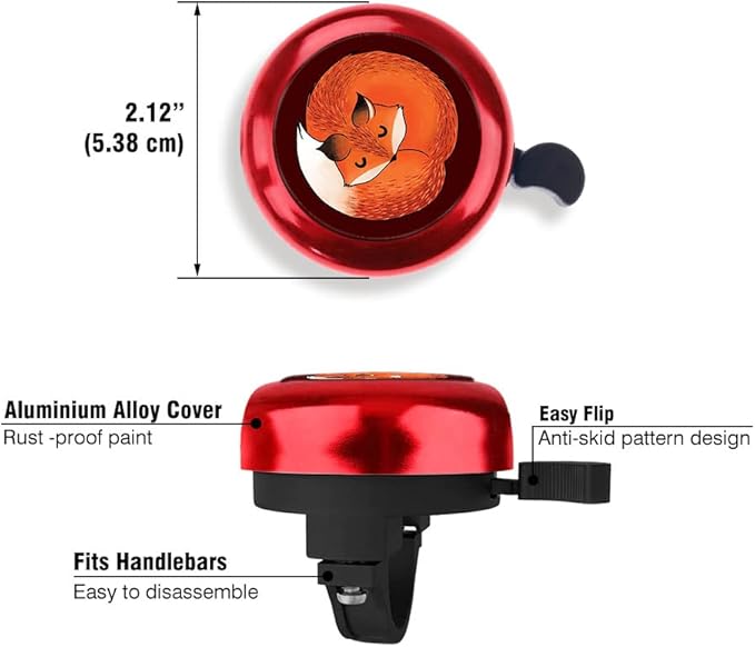 WIRESTER Red Aluminum Round Bike Bell, Classic Ring Bicycle Bell, Bike Accessories Bell Ring for Adults Kids Girls Boys