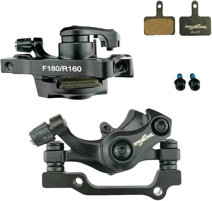 Rambomil Mountain Bike Disc Brake Set, Front and Rear Calipers with Pads (160mm)