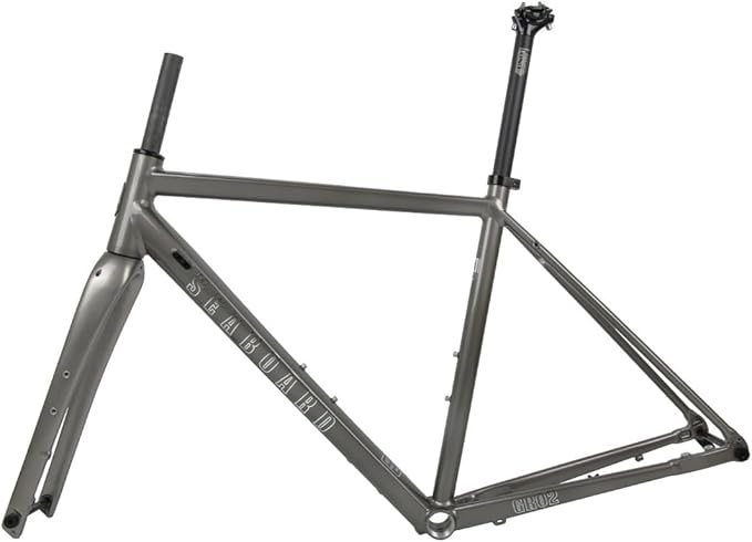 700C Road Bike Frameset Gravel Bike Frame 44cm/47cm/50cm/53cm/56cm Aluminum Alloy Disc Brake Frame with Carbon Fibre Fork Thru Axle F12*100mm R12*142mm Internal Routing(Silver Gray,44cm)