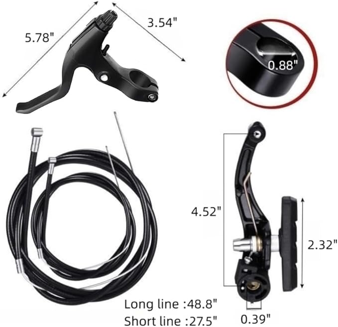 DISIWENE Complete V-Type Bike Brake Set, Front and Rear Bike MTB Brake Inner and Outer Cables and Lever Kit Includes Calipers Levers Cables
