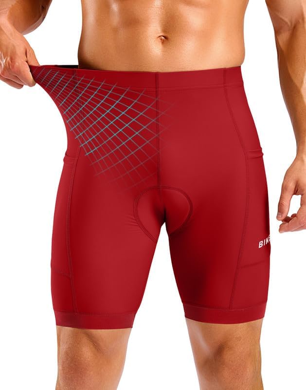 Bikewa Men's Cycling Shorts 7" 4D Padded Bike Shorts for Men Road Biking Bicycle Riding Cycle Biker Phone Pockets