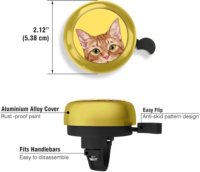 WIRESTER Gold Aluminum Round Bike Bell, Classic Ring Bicycle Bell, Bike Accessories Bell Ring for Adults Kids Girls Boys