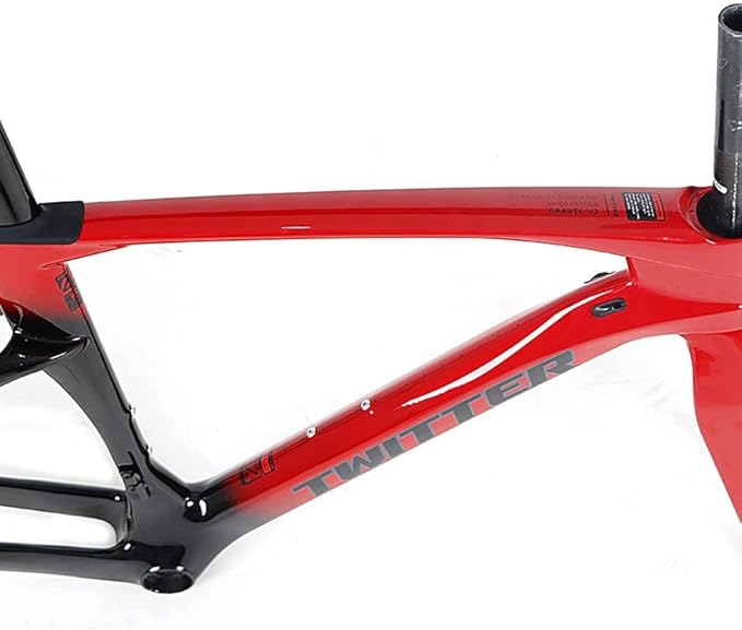 Road Bike Frameset Carbon Lightweight Climbing Cross-Country Frame 45/48/51/54cm Disc Brake Racing Frame Thru Axle 100/142mm Red(48CM)