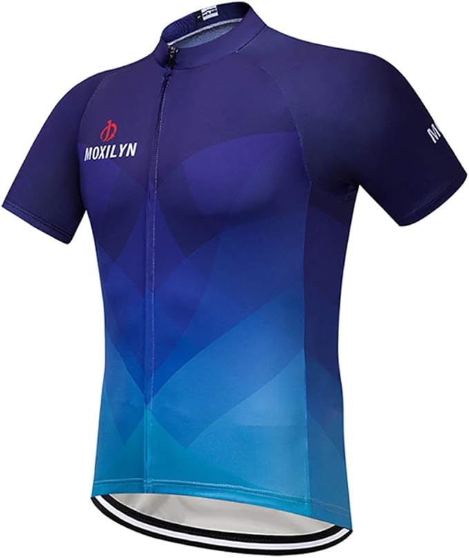 MOXILYN Men's Cycling Jersey Full Zip Riding Clothing Mountain Bike Tops Quick Dry - Bike Shirts