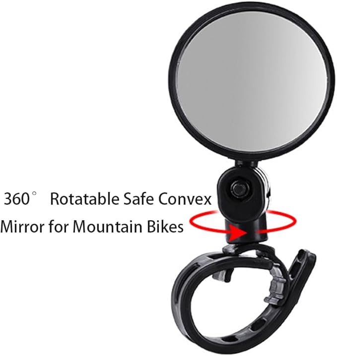 Bike Mirrors, Bicycle Cycling Rear View Safe Mirrors, Adjustable Rotatable Handlebars Mounted Scratch Resistant Glass Lens Plastic Convex Mirror for Mountain Road Bikes Easy to Install