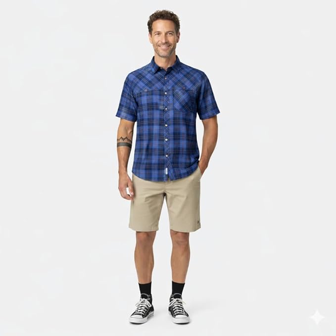 Club Ride Apparel New West Cycling Shirt - Men's Short Sleeve Cycling Jersey - Sport Fit Snap Down Top - 50 UPF Riding Shirt