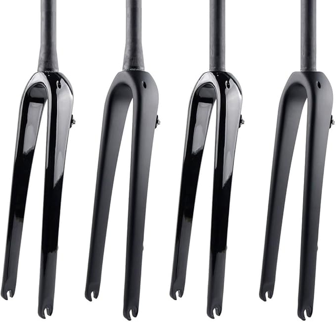 Carbon Fiber Rigid Fork 700C*45C Gravel Fork 1-1/8 Straight/Tapered Threadless Flat Disc Brake Road Bike Fork QR 9mm Lightweight(Tapered Matte Black)