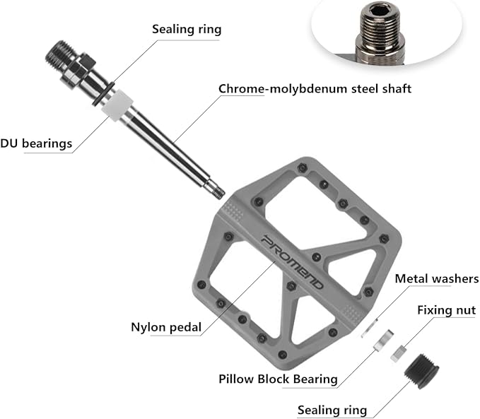 Mountain Bike Pedals - Durable Nylon DU Bearing Platform Pedals for MTB and BMX