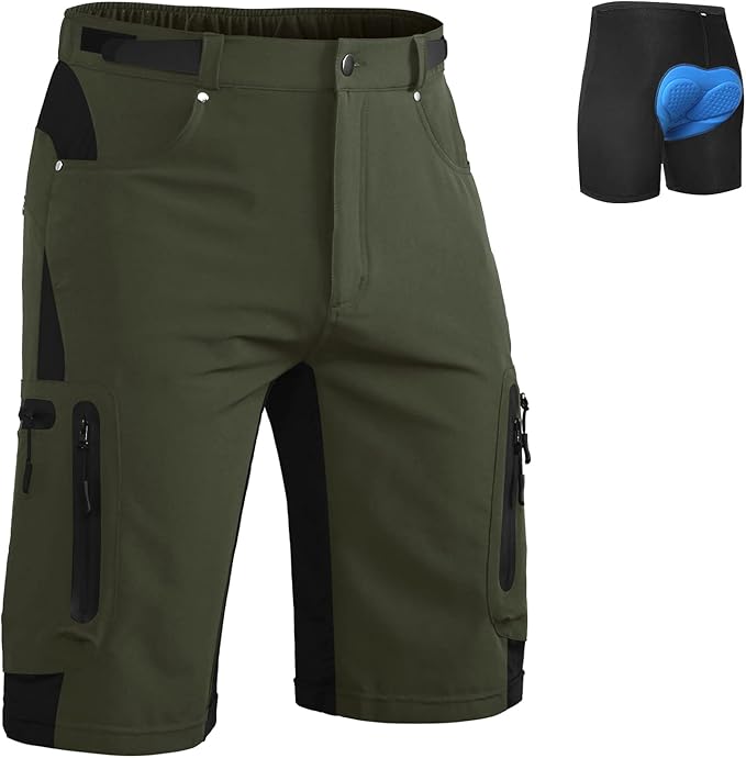 Ally Mens Mountain Bike Shorts 4D Padded Baggy Bicycle Cycling Biking Bike Shorts Lightweight Loose-fit