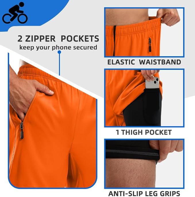 Bikewa Men's Mountain Bike Shorts 3D Padded Loose-fit Riding Biking Cycling Bicycle Biker Shorts for Men Zipper Pockets