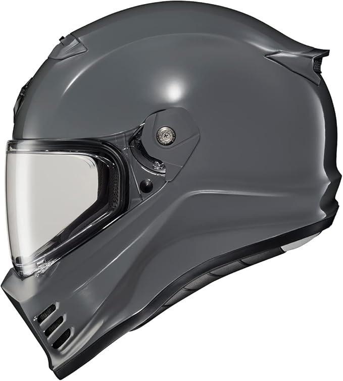 ScorpionEXO Covert FX Full Face Adult Motorcycle Helmet Street Fighter Style - Bluetooth Ready Speaker Pockets DOT ECE Solid (Cement Grey - Medium)