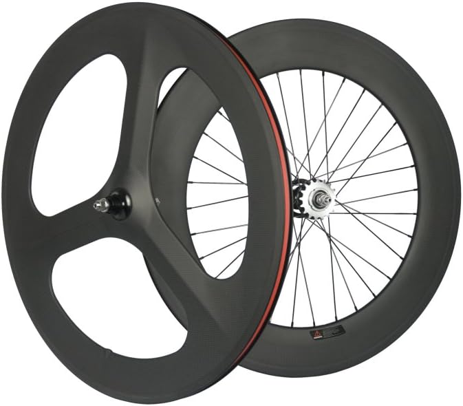 Supereteam Front Tri Spoke Rear 88mm Carbon Wheels 700c Clincher Fixed Wheelset