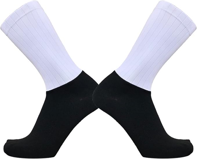 Aero Socks Cycling Aero Socks For Men Anti-Slip Silicone Aero White Line Cycling Sports Running Socks 6-11