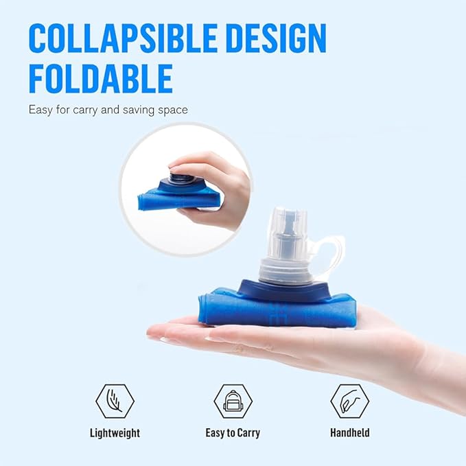 Soft Flask, 2 Pack Soft Flask Running Bottles 500ml,TPU Foldable Running Flask, Portable Collapsible Flask Handheld for Travel Traveling Hiking Cycling City Walk