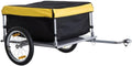 Lightweight Bicycle Trailer, Foldable Bike Cargo Trailer with Universal Hitch, Portable Bicycle Trailers Folding with Removable Cover / 2 Wheels, for Camping, Groceries, Black and Yellow