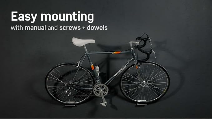 Borgen Bike Wall Mount Pedal Hook for E-Bikes, MTB & Road - Bicycle Wall Mount with Support Brackets and Wall Protection Pads, Suitable as Bike Rack Garage Bike Storage Shed and Bicycle Storage Indoor