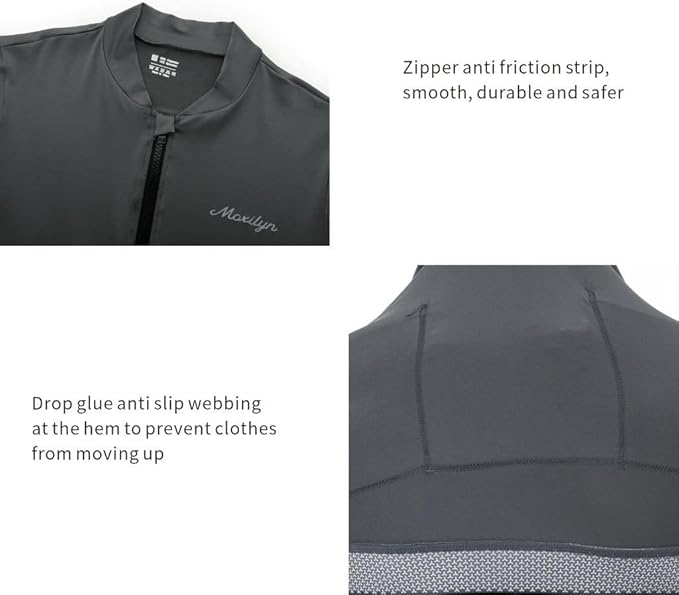 MOXILYN Men's Cycling Jerseys Road Bike Shirts Short Sleeve Full Zipper with 4 Pockets Reflective Widen Anti Slip Hem