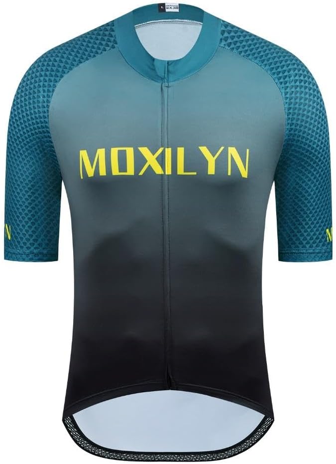 MOXILYN Men's Cycling Jersey Short Sleeve with 4 Pockets Moisture Wicking Breathable Quick Dry MTB Biking Shirt