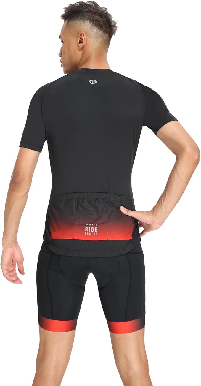 Santic Men’s Cycling Jersey Short Sleeve Bike Shirts for Men Bicycle Jacket with Pockets Breathable & Quick Dry Yorkson