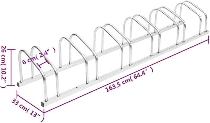 Galvanized Steel Floor Freestanding Bicycle Stand for 6 Bikes, 6 Bikes Floor Bike Stand, Bike Floor Parking Rack for Indoor & Outdoor Garage Storage,-879