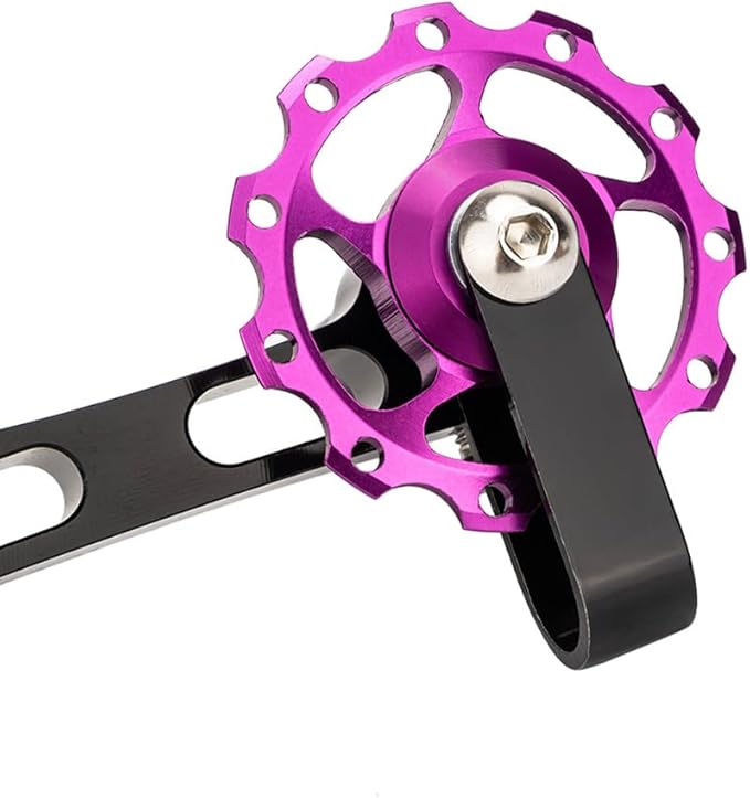 JIANWEI Bike Chain Tensioner, Bike Chain Guide Bike Protector, Aluminum Alloy Bicycle Single Speed Adjuster Converter for MTB Road Racing Bike(Black)