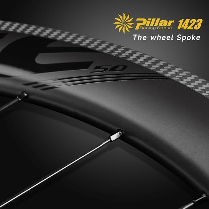 ELITEWHEELS SLT Carbon Fiber Road Bike Wheels 700C Ceramic Bearing Hub Tubeless Compatible Clincher Wheelset Pillar 1423 Spoke