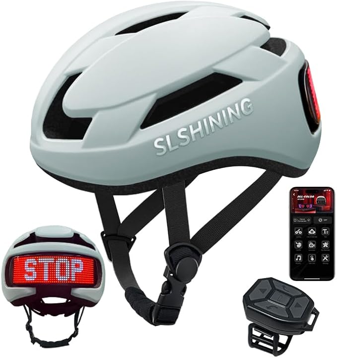 Bike Helmet, Smart App Program Bike Helmet with USB Rechargeable Light, Back Light Mountain for Adult&Men Women, with Turn Signals Remote Control
